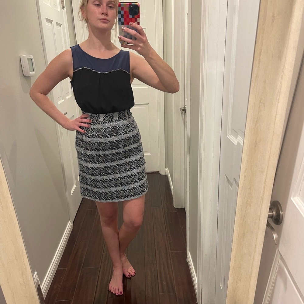Moulinette Soeurs Anthropologie Black and Gray Houndstooth Mini Skirt